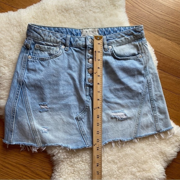 We the Free Denim A-line Mini Skirt in Light Denim - Picture 4 of 8